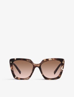 Prada Womens Brown Pr 23zs Branded-arm Square-frame Acetate Sunglasses