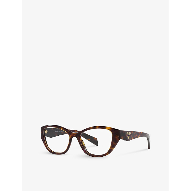 Shop Prada Women's Brown Pr 21zv Cat-eye Tortoiseshell Acetate Optical Glasses