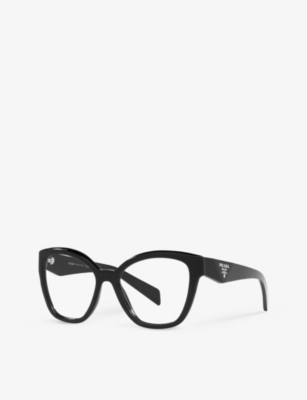 Shop Prada Women's Black Pr 20zv Cat-eye Acetate Glasses