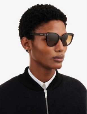 Shop Prada Womens Brown Pr 22zs Square-frame Acetate Sunglasses