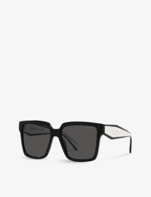 Shop Prada Women's Black Pr 24zs Square-frame Acetate Sunglasses