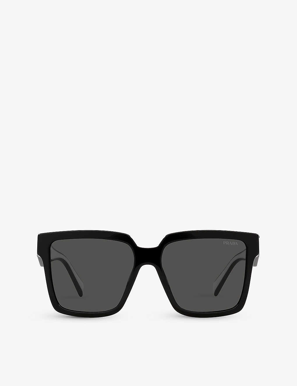 Shop Prada Women's Black Pr 24zs Square-frame Acetate Sunglasses