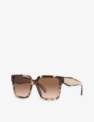 Shop Prada Women's Brown Pr 24zs Square-frame Acetate Sunglasses