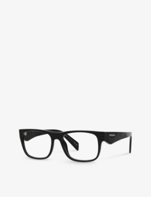 Prada Mens Black Pr 22zv Pillow-frame Acetate Optical Glasses In Black