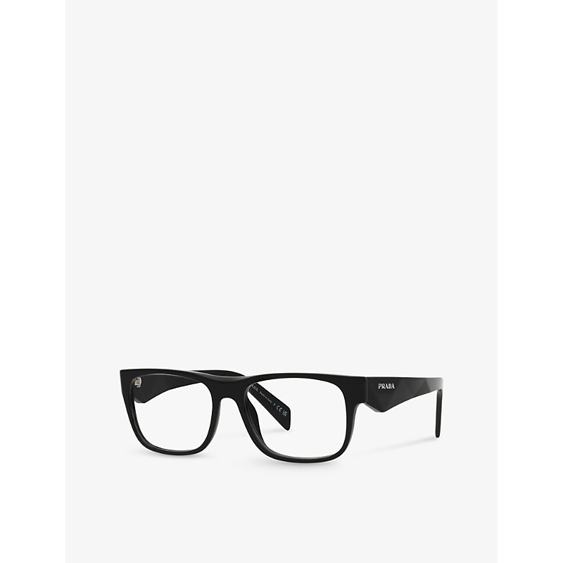 Shop Prada Men's Black Pr 22zv Pillow-frame Acetate Optical Glasses