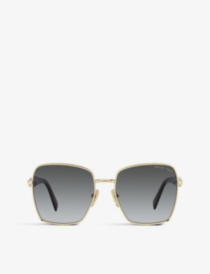 PRADA: PR 64ZS square-frame gold-tone metal sunglasses