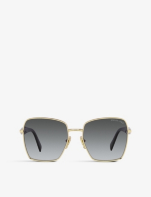 Prada Womens Gold Pr 64zs Square-frame Gold-tone Metal Sunglasses