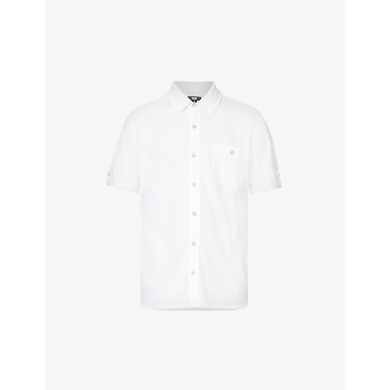 PAIGE PAIGE MENS FRESH WHITE BRAYDEN SHORT-SLEEVED RELAXED-FIT COTTON SHIRT,67072546
