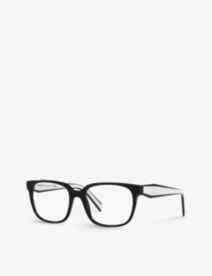 Shop Prada Women's Black Pr 17zv Branded-arm Square-frame Optical Glasses