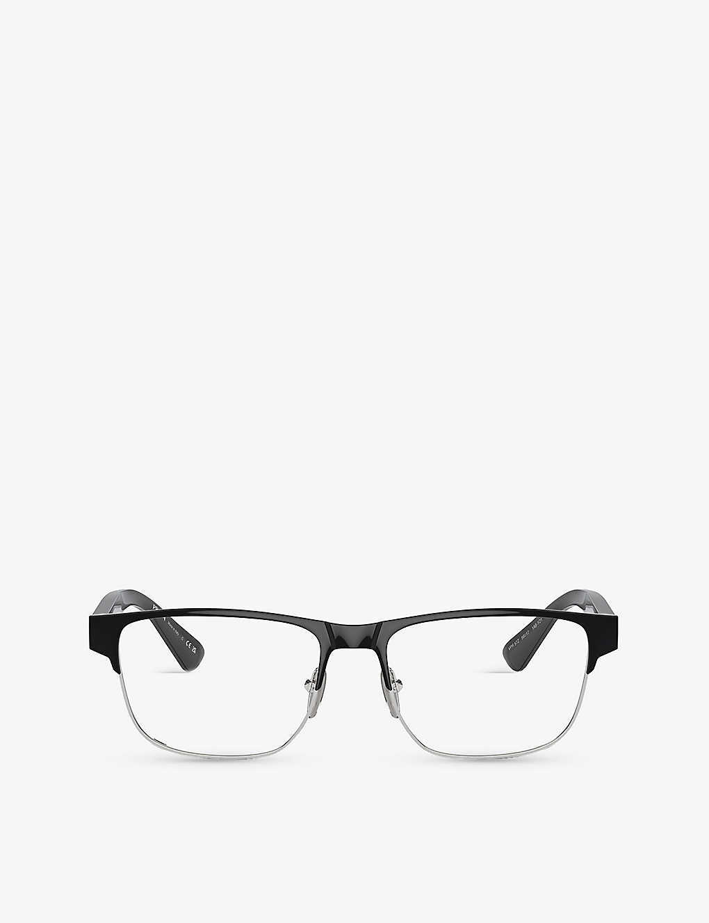 Prada Mens Black Pr 57zv Pillow-frame Acetate Optical Glasses