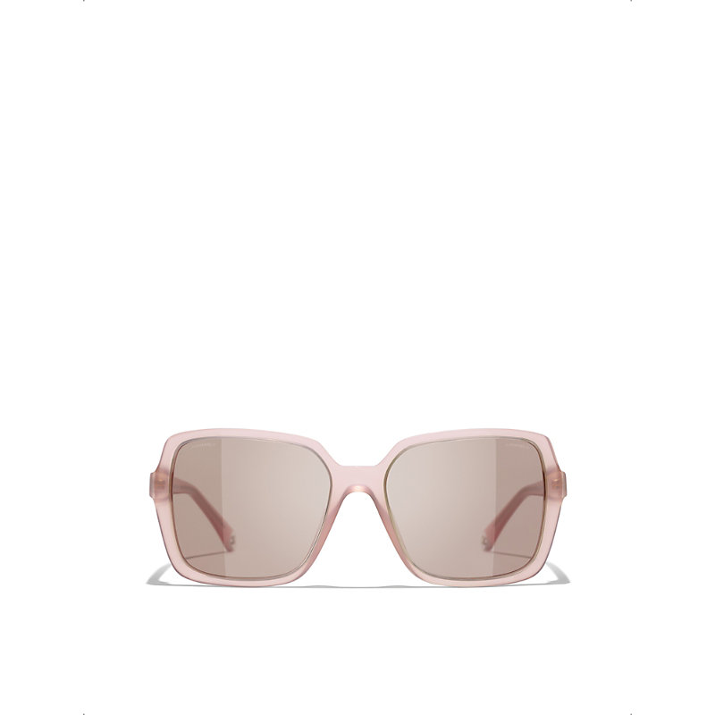 Pre-owned Chanel Womens Pink Rectangle Sunglasses