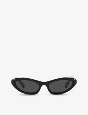 Miu Miu Womens Black Mu 09ys Solar Oval-frame Acetate Sunglasses