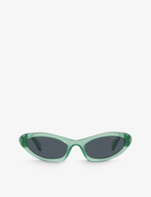 Miu Miu Mens Blue Mu 09ys Oval-frame Acetate Sunglasses