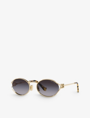 Miu Miu Womens Gold Mu 52ys Round-frame Tinted-lens Metal Sunglasses In Gold