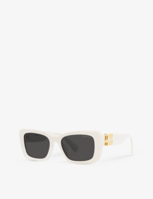 Shop Miu Miu Women's White Mu 07ys Glimpse Acetate Sunglasses