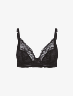 Leni Embroidered-lace Underwired Plunge Bra In Black