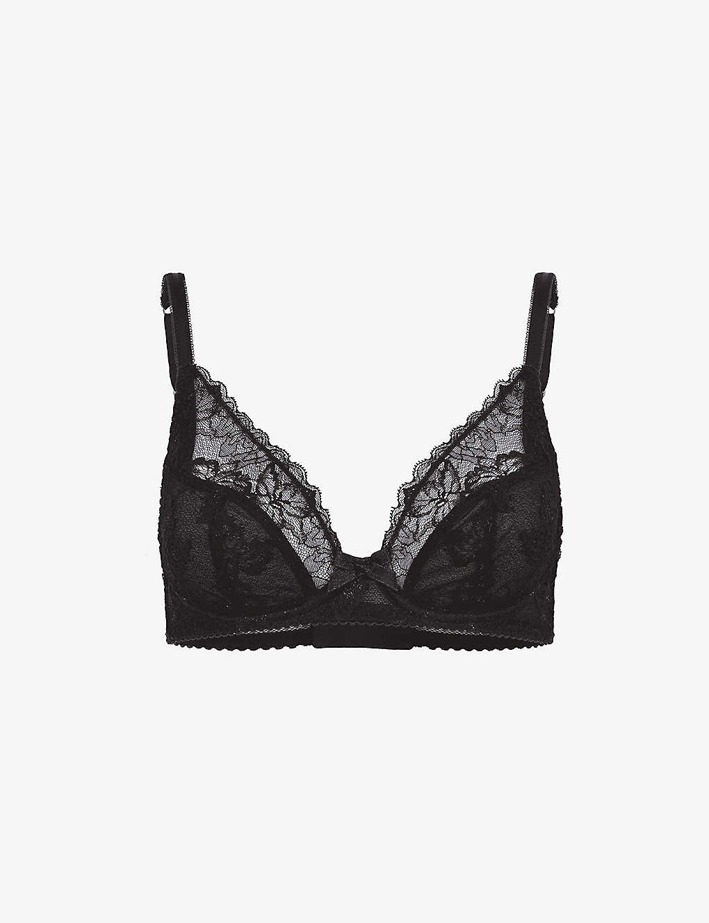 Leni Embroidered-lace Underwired Plunge Bra In Black