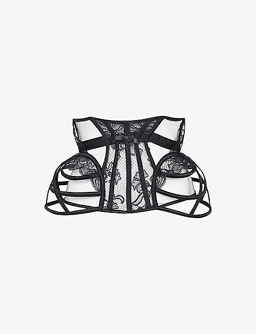 AGENT PROVOCATEUR: Rozlyn lace-embroidered woven waspie