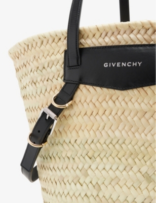 Shop Givenchy Voyou Medium Straw Tote Bag In Black