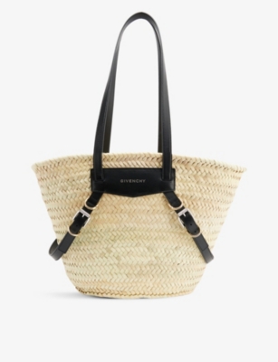 Givenchy Black Voyou Medium Straw Tote Bag