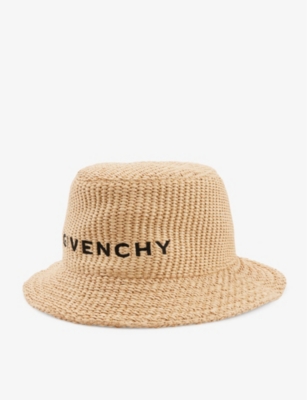 GIVENCHY Logoembroidered reversible raffia bucket hat