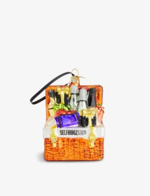 SELFRIDGES EDIT Selfridges hamper glittered glass Christmas decoration 11cm
