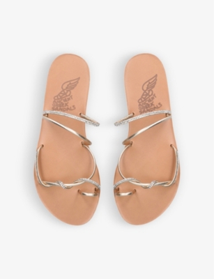 Shop Ancient Greek Sandals Women's Silver Fantasia Crystal-embellished Leather Sandals