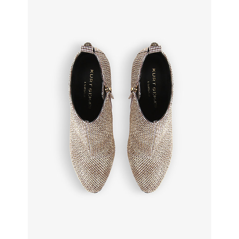 Shop Kurt Geiger London Womens Beige Shoreditch Crystal-embellished Heeled Ankle Boots