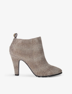 Kurt Geiger London Womens Beige Shoreditch Crystal-embellished Heeled Ankle Boots