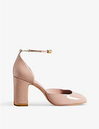 TED BAKER: Keliy chain-trim patent-leather heeled courts