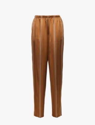 Vince Multi-stripe Satin Pull-on Pants In Nile