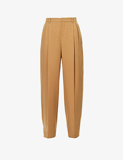 VINCE: Pleated straight-leg high-rise woven trousers