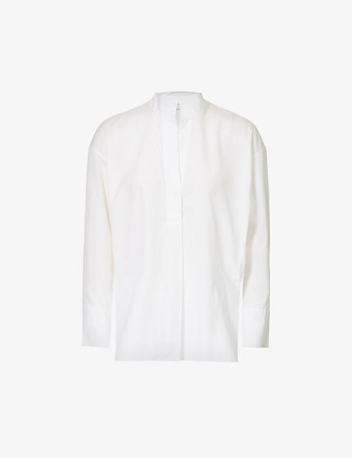 VINCE: Relaxed-fit standing-collar cotton shirt