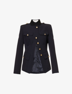 Alexander Mcqueen Alexander Mc Queen Single Breasted Navy Wool Jacket In Navy