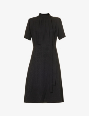 GIVENCHY: Lavaliere monogram silk midi dress