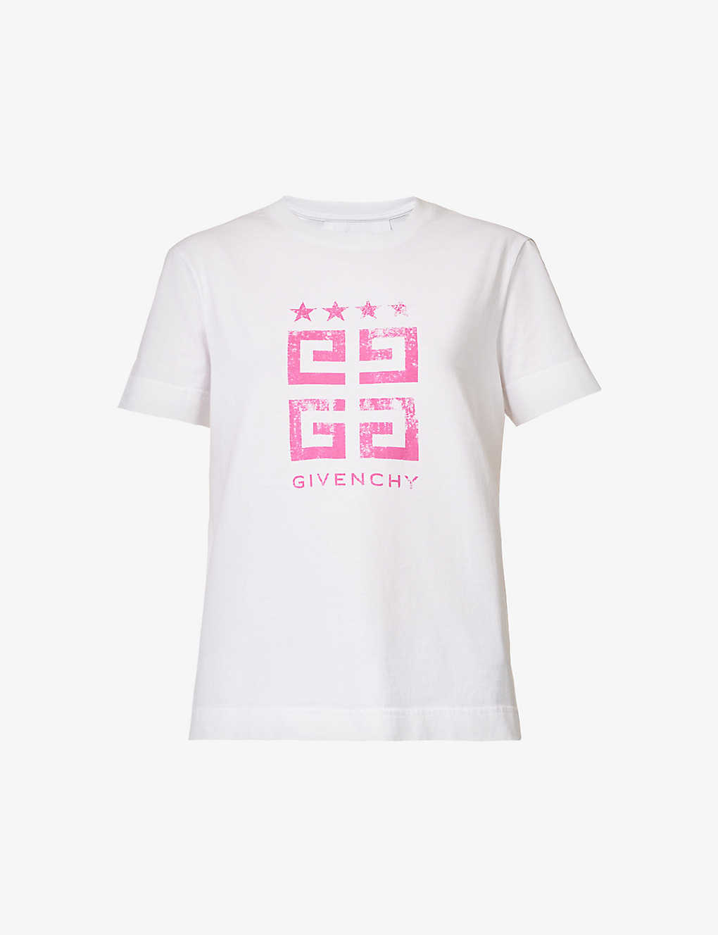 Givenchy Womens White Logo-print Regular-fit Cotton-jersey T-shirt
