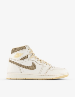 JORDAN: Air Jordan 1 logo-embellished leather high-top trainers