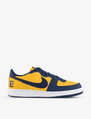 Nike Man Sneakers Mandarin Size 9 Leather In University Gold Navy Whi