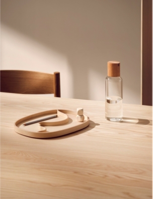 IITTALA: Meno oak and glass water bottle 0.5l