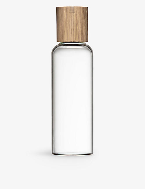 IITTALA: Meno oak and glass water bottle 0.5l