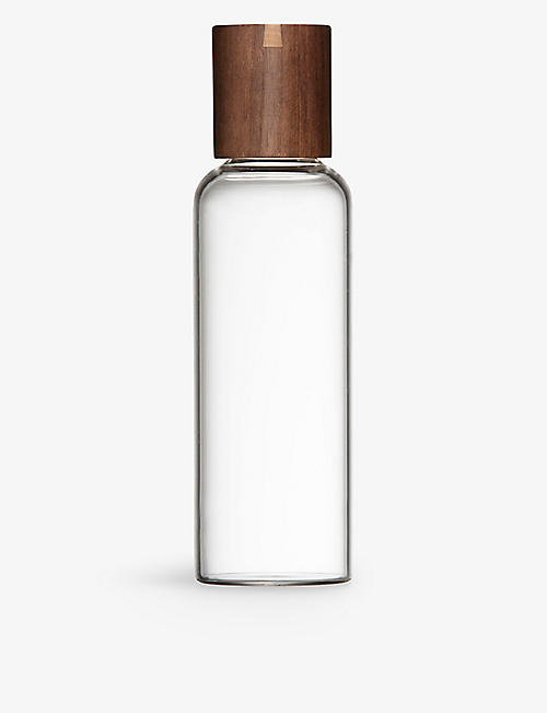IITTALA: Meno walnut and glass water bottle 0.5l