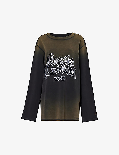 KNWLS: Graphic-print long-sleeved recycled organic cotton-blend T-shirt