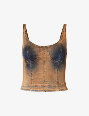 Knwls Denim Bustier Tank In Trainwreck