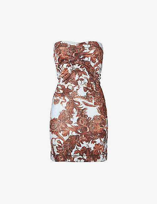 KNWLS: Halcyon floral-pattern stretch-recycled polyester mini dress