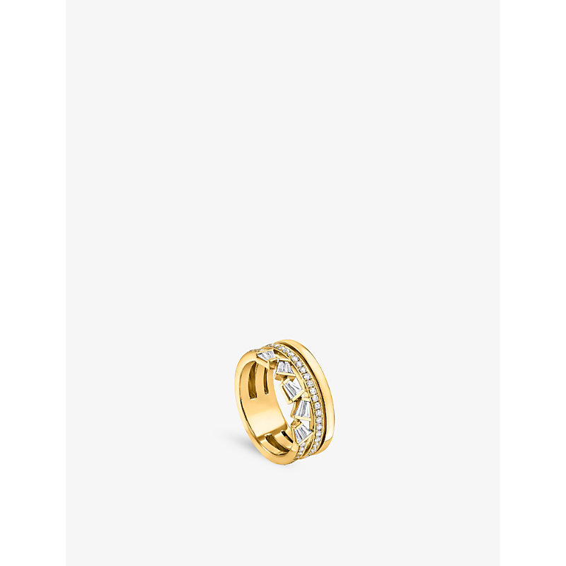 Bucherer Fine Jewellery Rock Diamonds 18ct Yellow-gold, 0.3ct Trapeze-cut And 0.34ct Brilliant-cut Diamond Ring In Yellow Gold