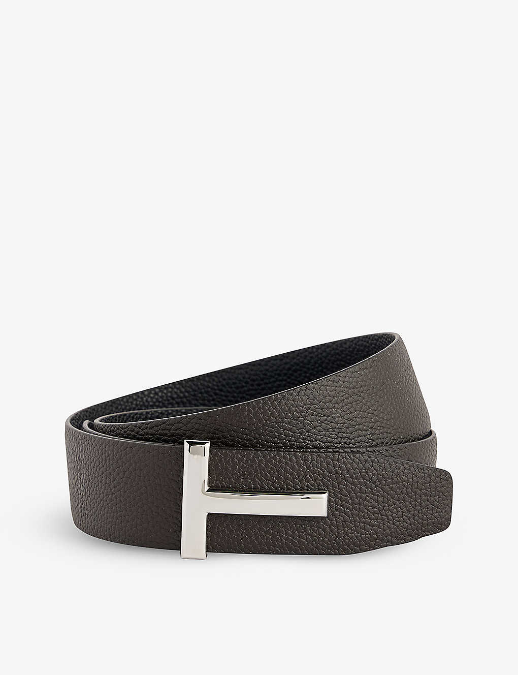 Tom Ford Men's Brown + Black Logo-buckle Reversible Leather Belt