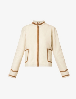 SAKS POTTS: Marta contrast-trim leather jacket