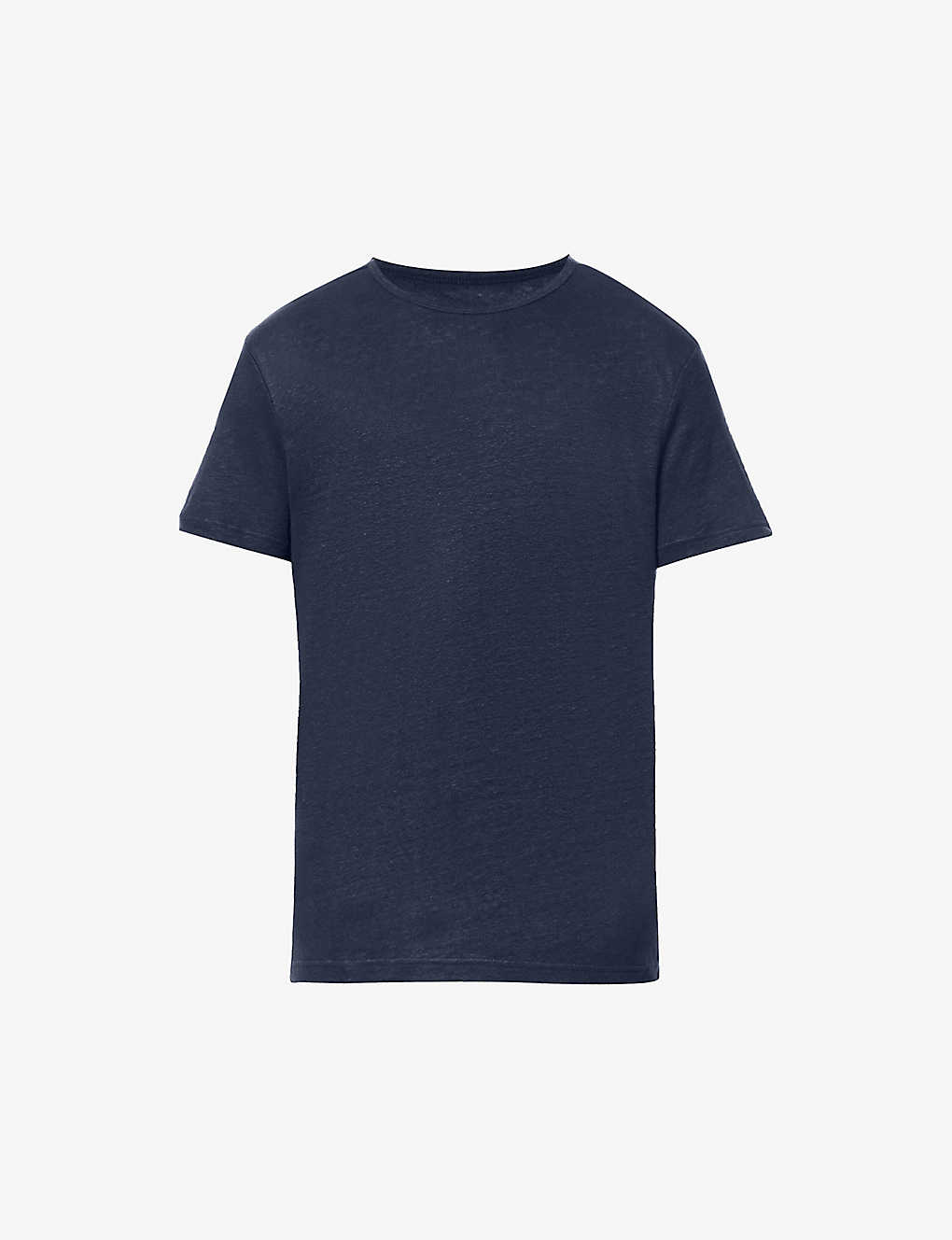Shop Derek Rose Mens Blue Jordan Crewneck Linen T-shirt