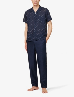 Derek Rose Mens Navy Sydney Regular-fit Straight-leg Linen Trousers In Navy