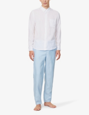 Shop Derek Rose Men's White Monaco Regular-fit Linen Shirt